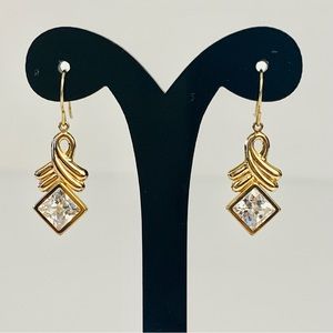 JWBR 14K Yellow Gold Ribbon Accent Dangle Earrings